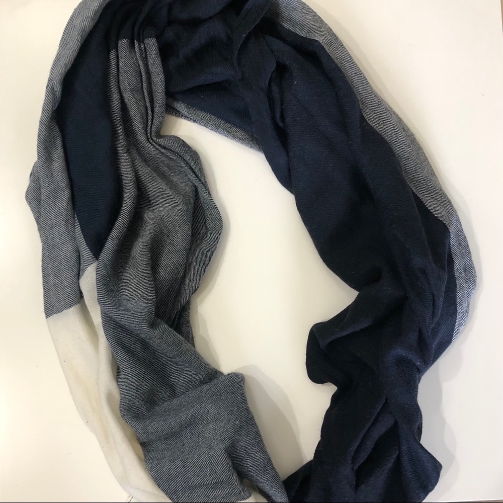 H&M Unisex Denim print patched winter fall fringed Scarf